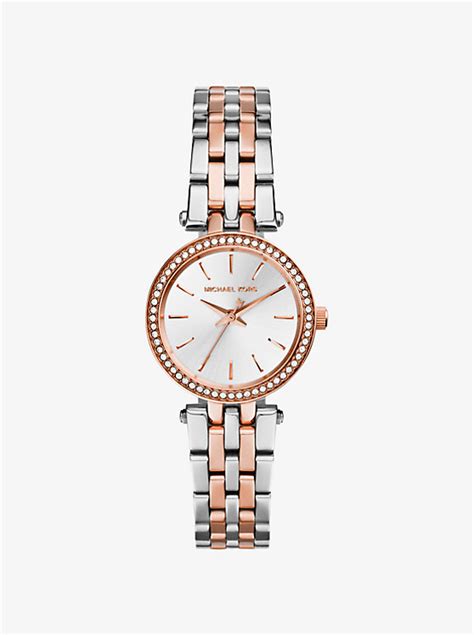 michael kors petite darci silver and rose gold tone watch